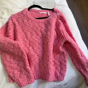 Helmut Lang Pink Textured Crew Neck Sweater